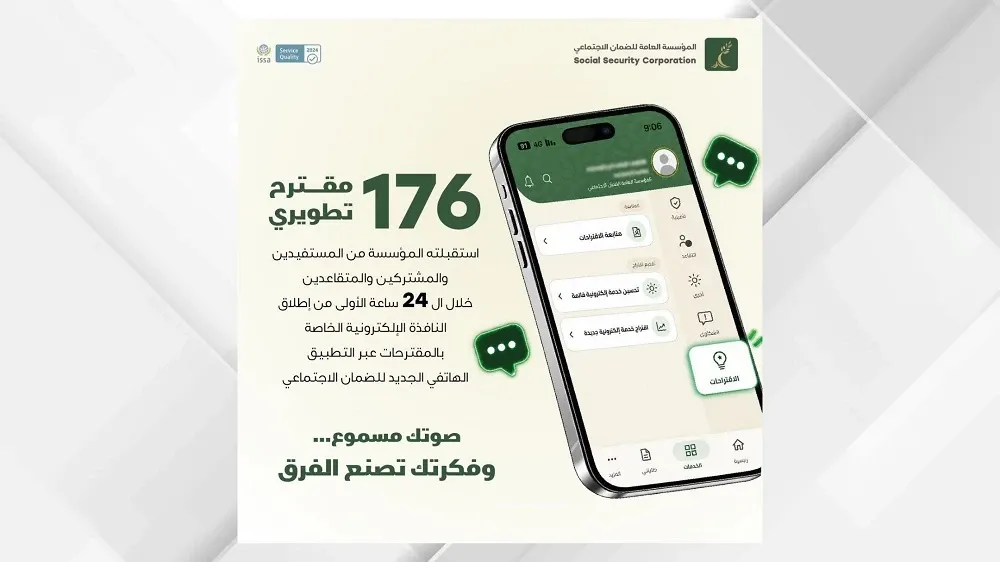 الضمان يستقبل 176 مقترحا تطويريا خلال 24 ساعة