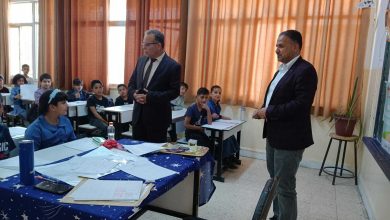 الرفوع يتفقد اختبار ضبط النوعية لطلبة الصف الثالث الأساسي في مدارس لواء بصيرا .